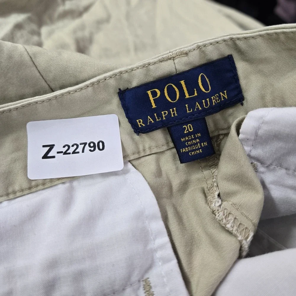 Polo Ralph Lauren Boys Pants 20 Khaki Embroidered Chino Twill Button 28